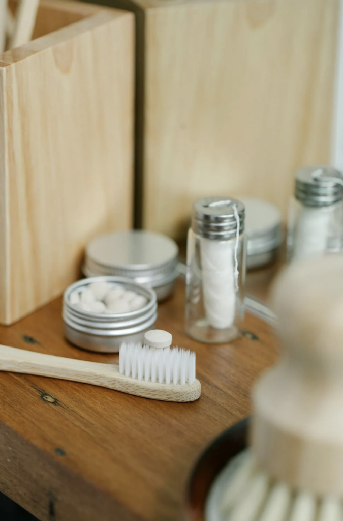 Floss being used as a part of dental hygiene.